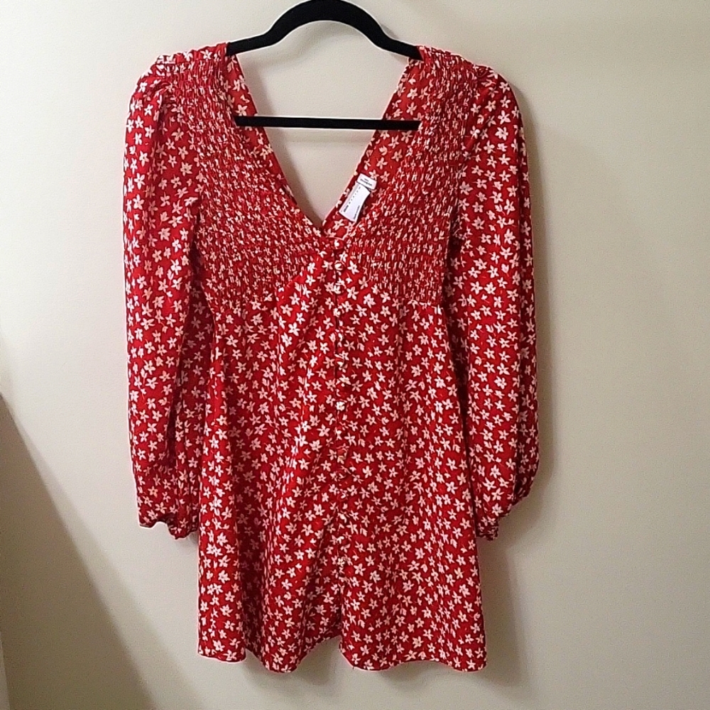Long sleeve mini floral dress
